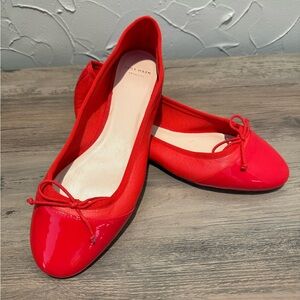 Cole Haan Red Patent Leather Ballet Flats Size 8C Bow Detail